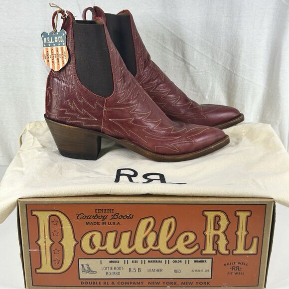 Ralph Lauren Shoes - RRL Double RL Ralph Lauren Lottie Red Leather Cowboy Boots Women’s 8.5B NIB USA